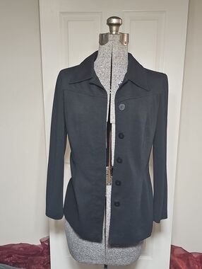 Vintage Express Black Button-Up Stretch Jacket Blazer Size 1/2 XS
